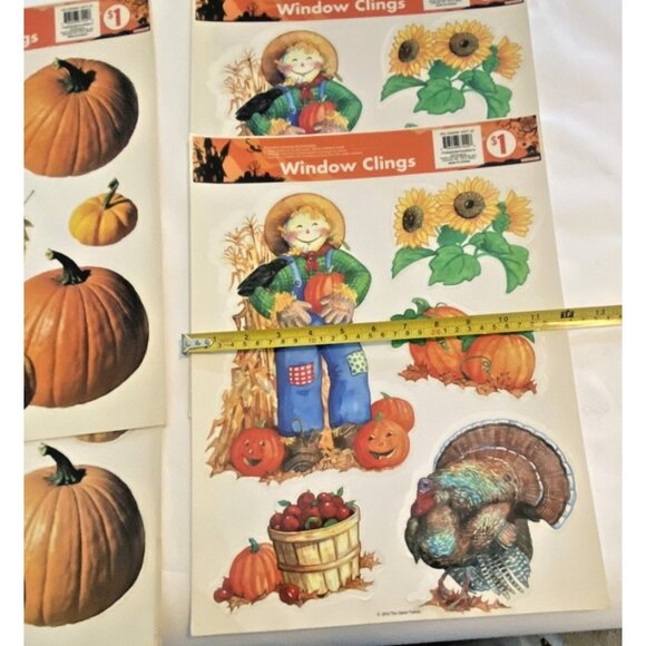 Fall Thanksgiving Window Clings Lot 4 Sheets Pumpkins Turkeys Vinyl 2010 Taiwan - Picture 4 of 16